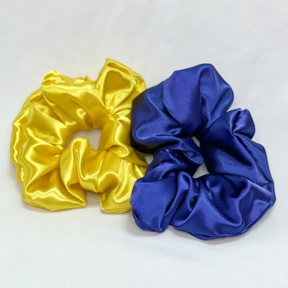 Yellow Silky Satin Scrunchie | Big Scrunchies | Fashion Hair Ties | Team Colors - Picture 6 of 6